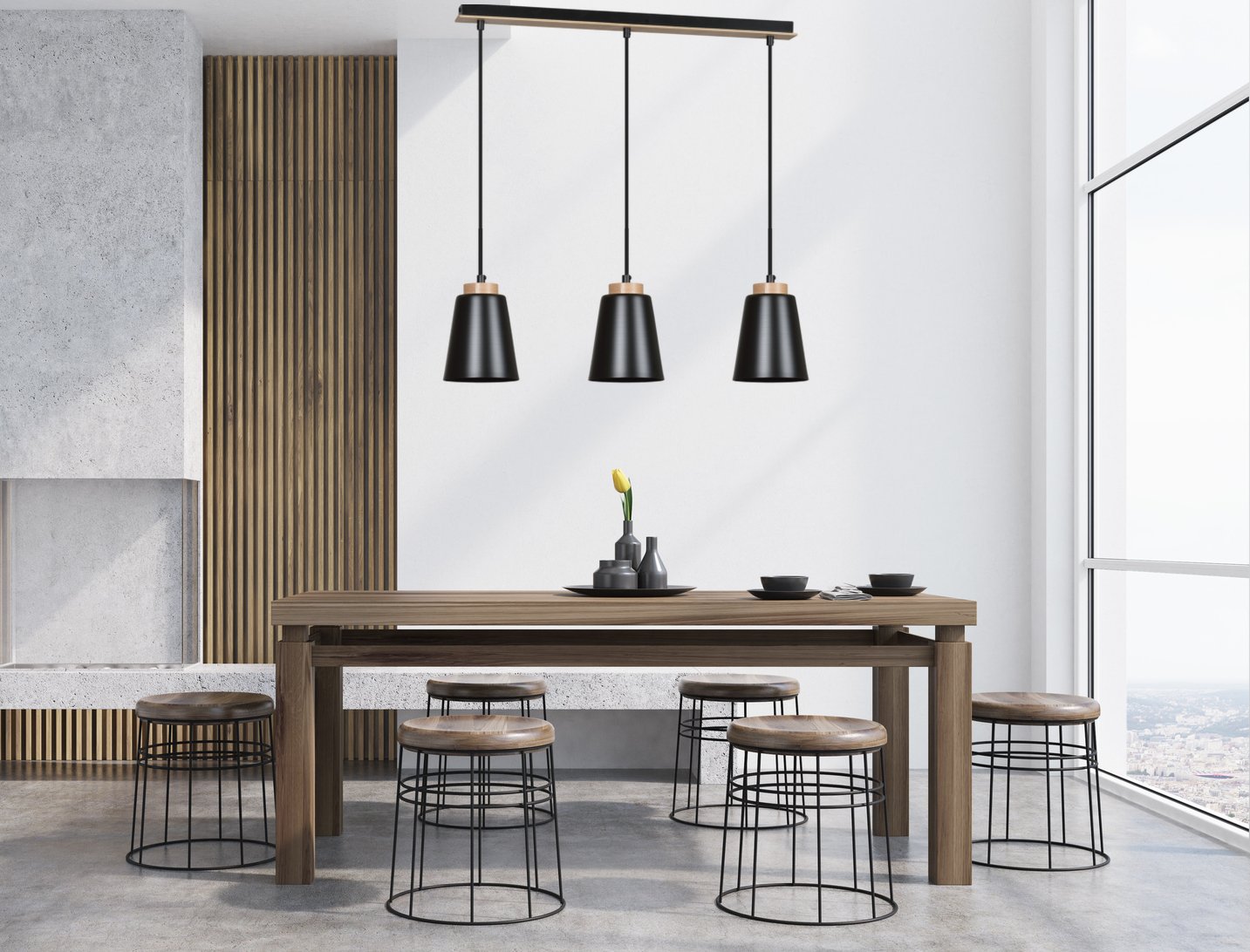 Metall Hängelampe Schwarz Metall Holz Esstisch Metall Hängelampe Schwarz Metall Holz Esstisch