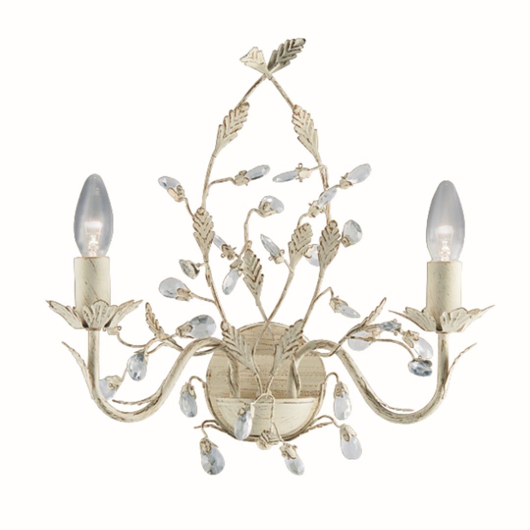 Florale Wandleuchte 2-flmg. Creme/Gold Florale Wandleuchte 2-flmg. Creme/Gold