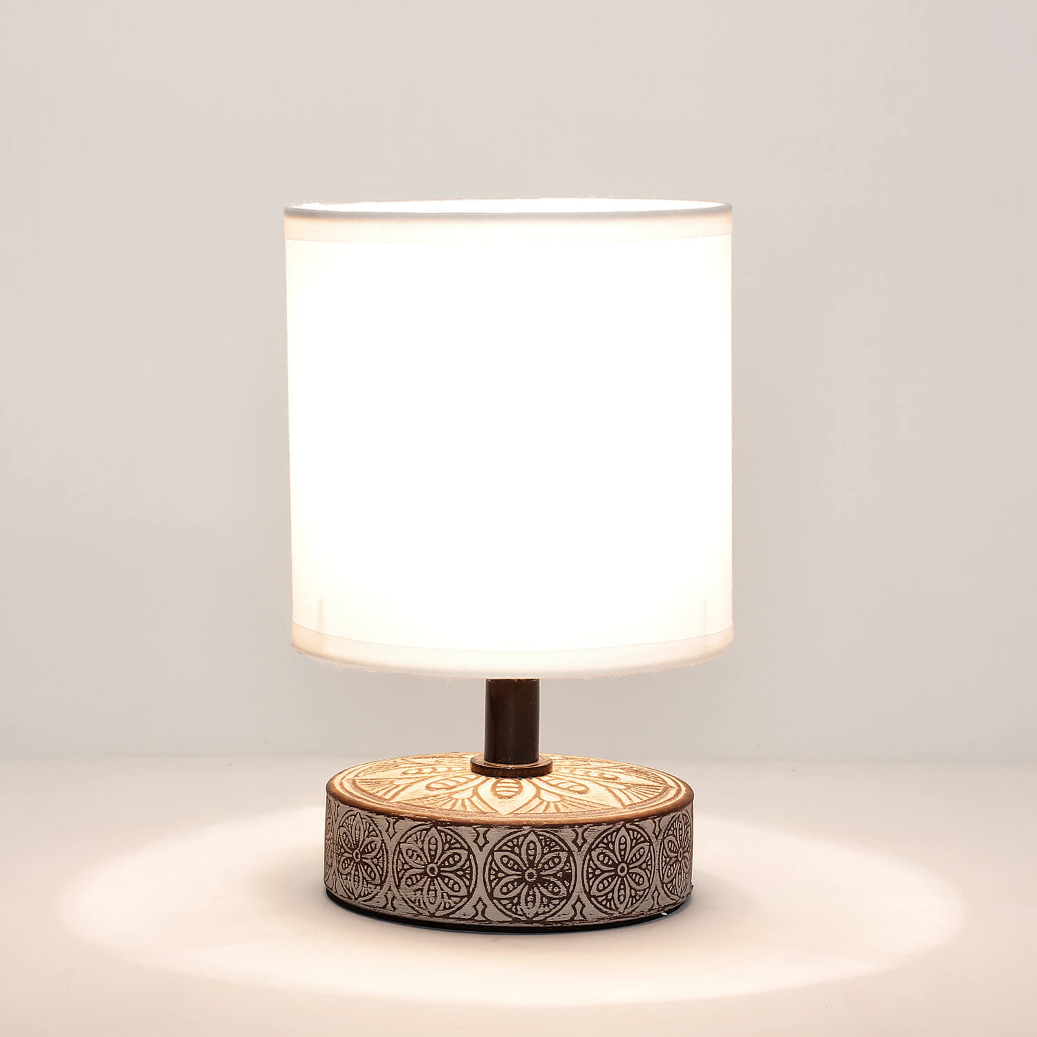 Tischlampe GERY Keramik Stoff 20cm rund Nachttisch Tischlampe GERY Keramik Stoff 20cm rund Nachttisch