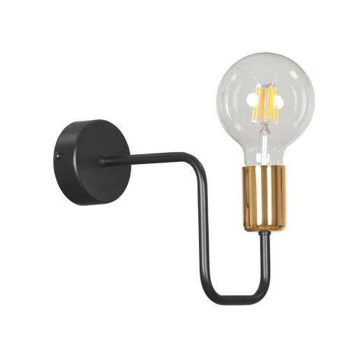 Schwarze Wandlampe Metall Retro Schwarz Kupfer E27