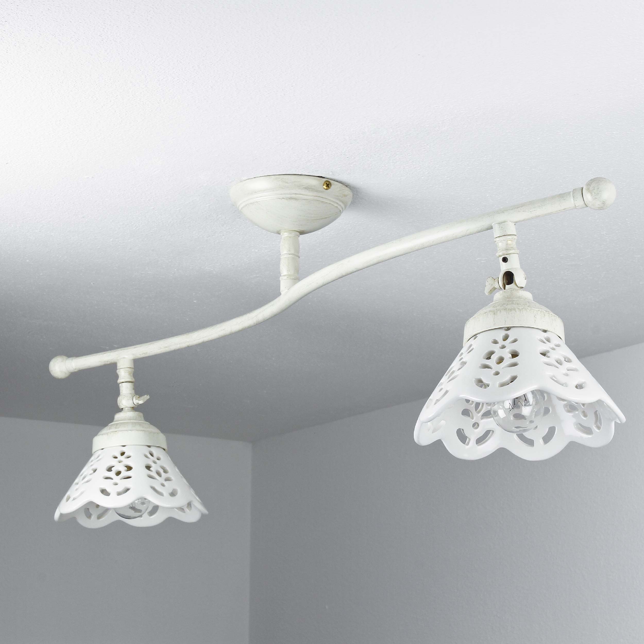 Premium Deckenleuchte Elfenbeinfarben Shabby Chic 2-Flmg Premium Deckenleuchte Elfenbeinfarben Shabby Chic 2-Flmg