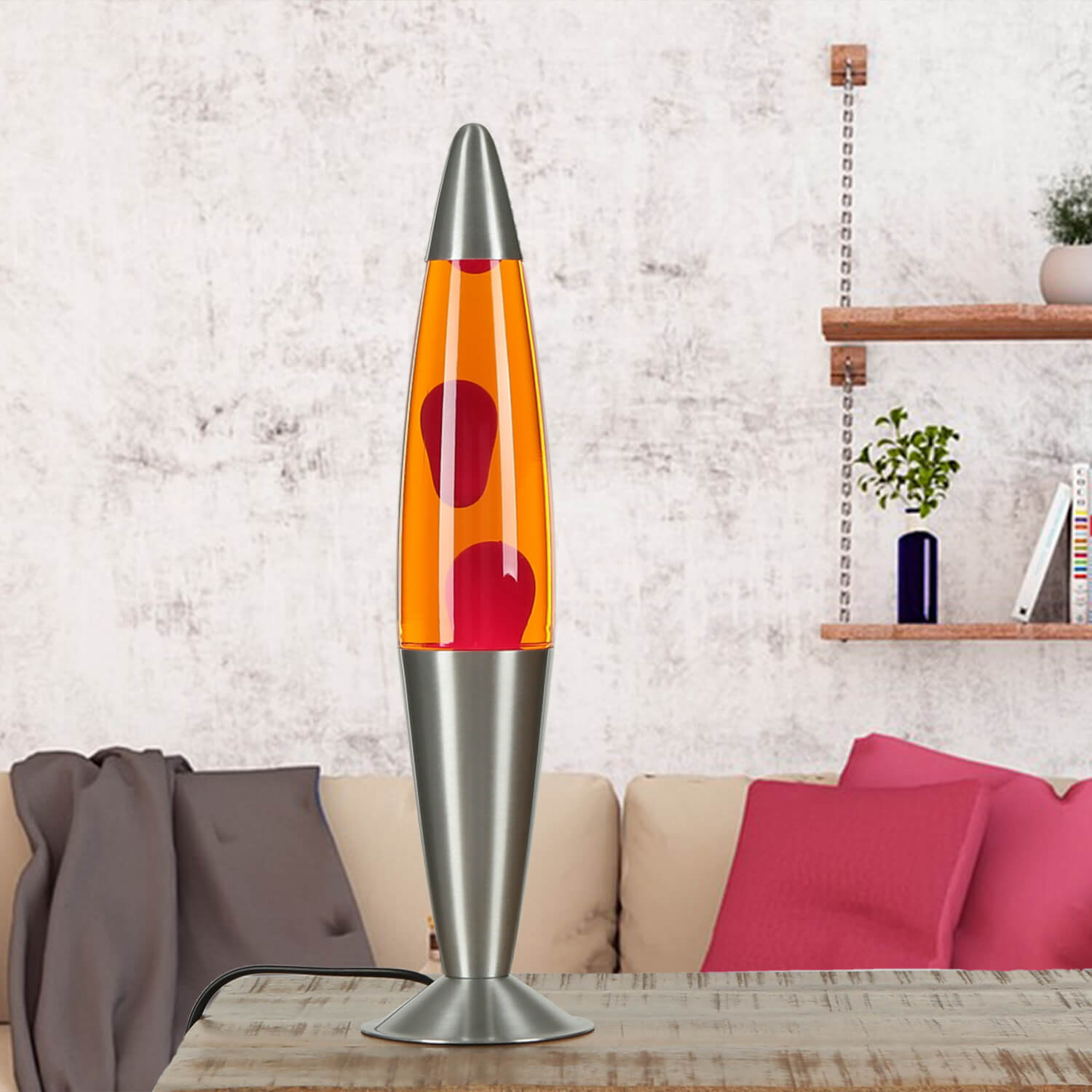 JENNY Lavalampe Orange Wachs Rot 42cm hoch Retro JENNY Lavalampe Orange Wachs Rot 42cm hoch Retro