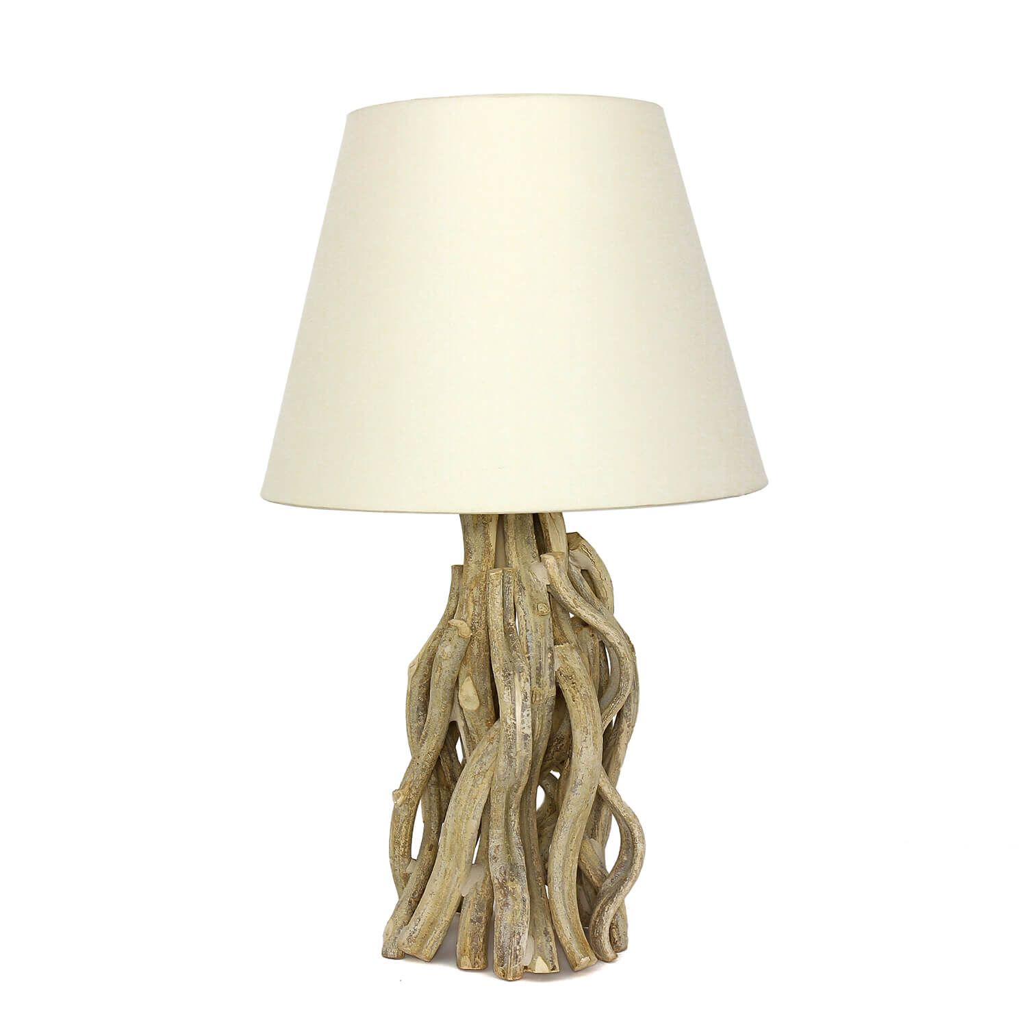 Design Tischlampe Treibholz Stoffschirm MUKDAHAN Design Tischlampe Treibholz Stoffschirm MUKDAHAN