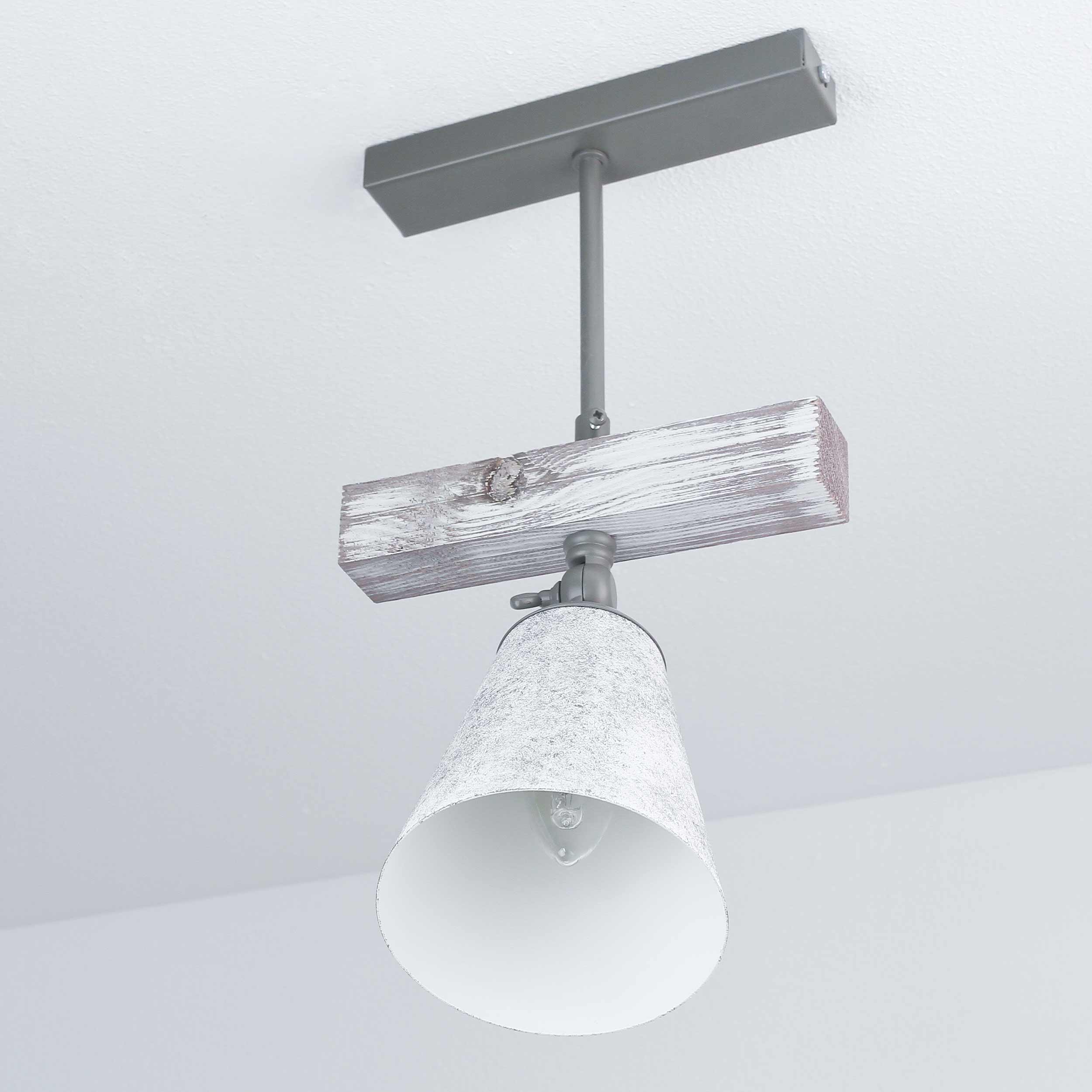Drehbare Deckenlampe Holz Shabby Weiß Grau E27 AGAP Drehbare Deckenlampe Holz Shabby Weiß Grau E27 AGAP