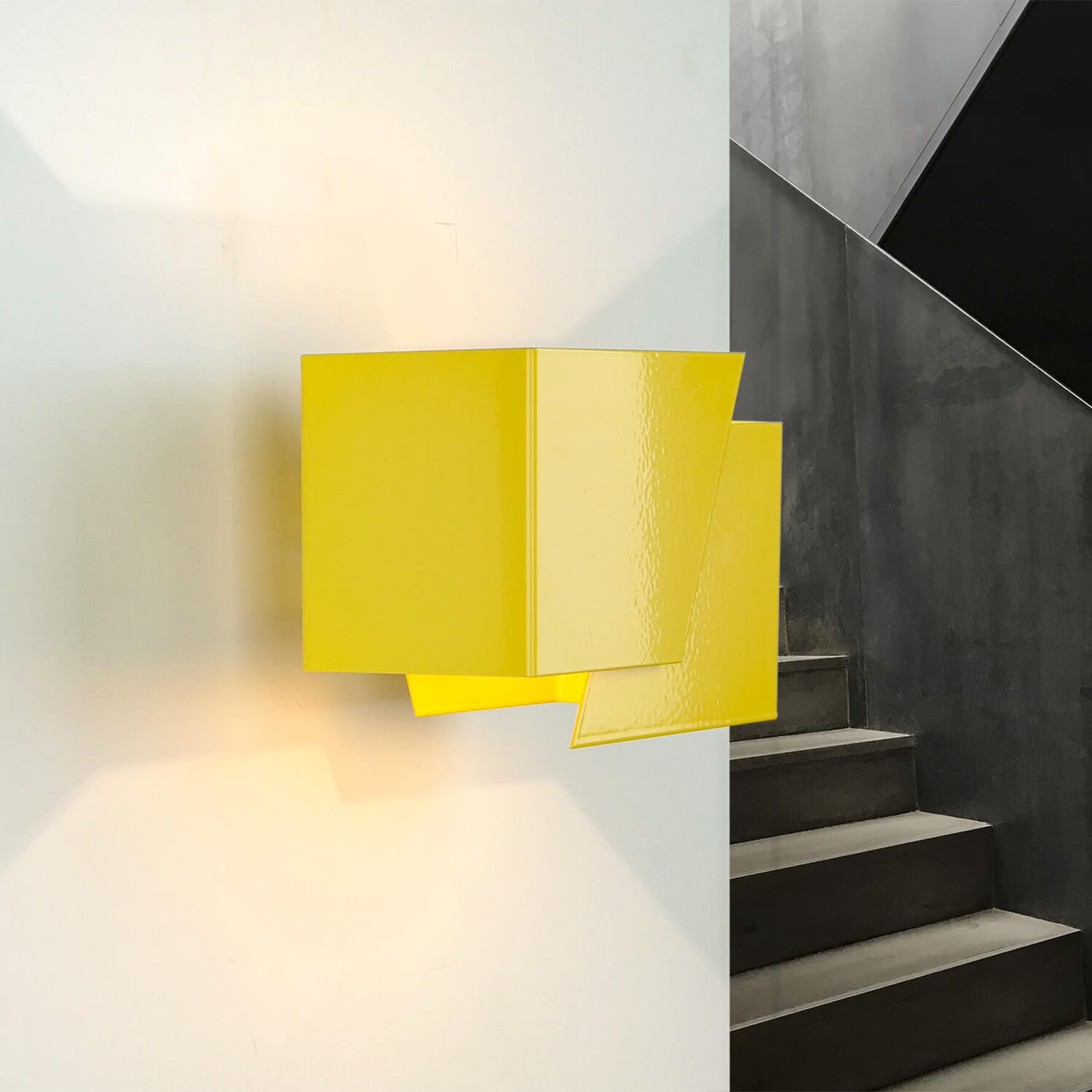 Wandleuchte Treppen Flur Gelb Metall Modern Design Wandleuchte Treppen Flur Gelb Metall Modern Design