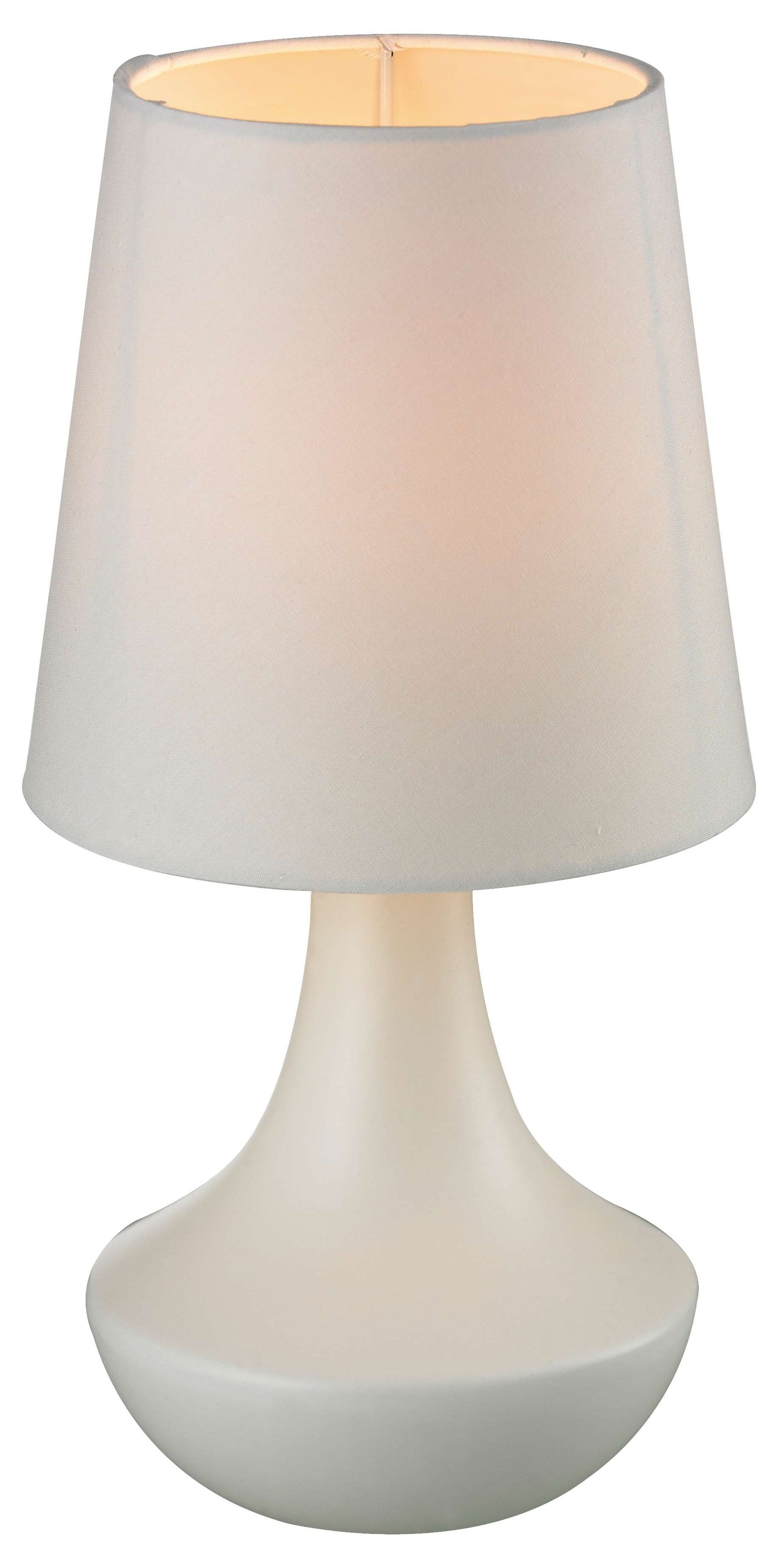 Weiße Nachttischlampe Keramik Stoff 29cm hoch Retro Weiße Nachttischlampe Keramik Stoff 29cm hoch Retro