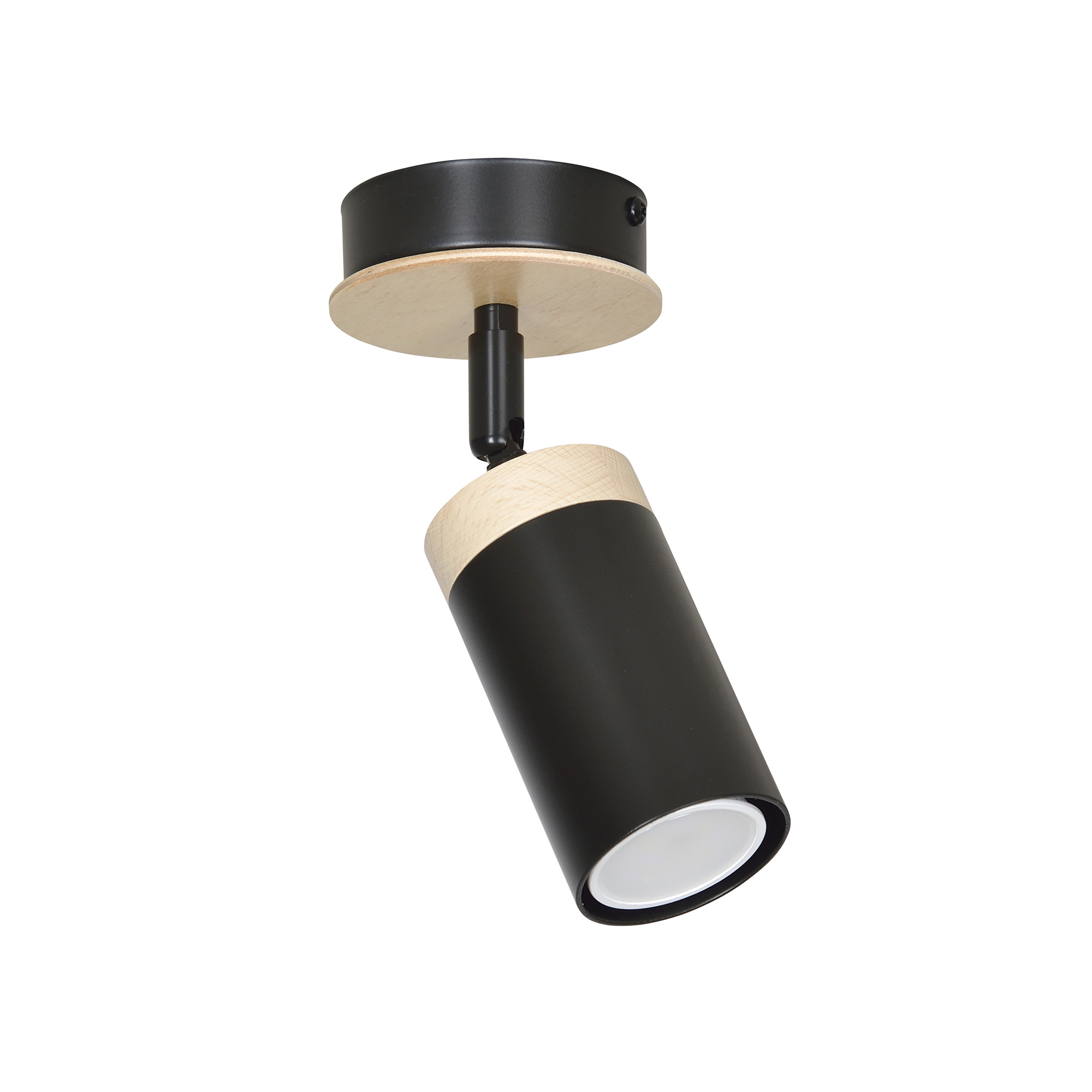 Schwenkbare Spot Lampe Schwarz mit Holz GU10 Nordic Schwenkbare Spot Lampe Schwarz mit Holz GU10 Nordic