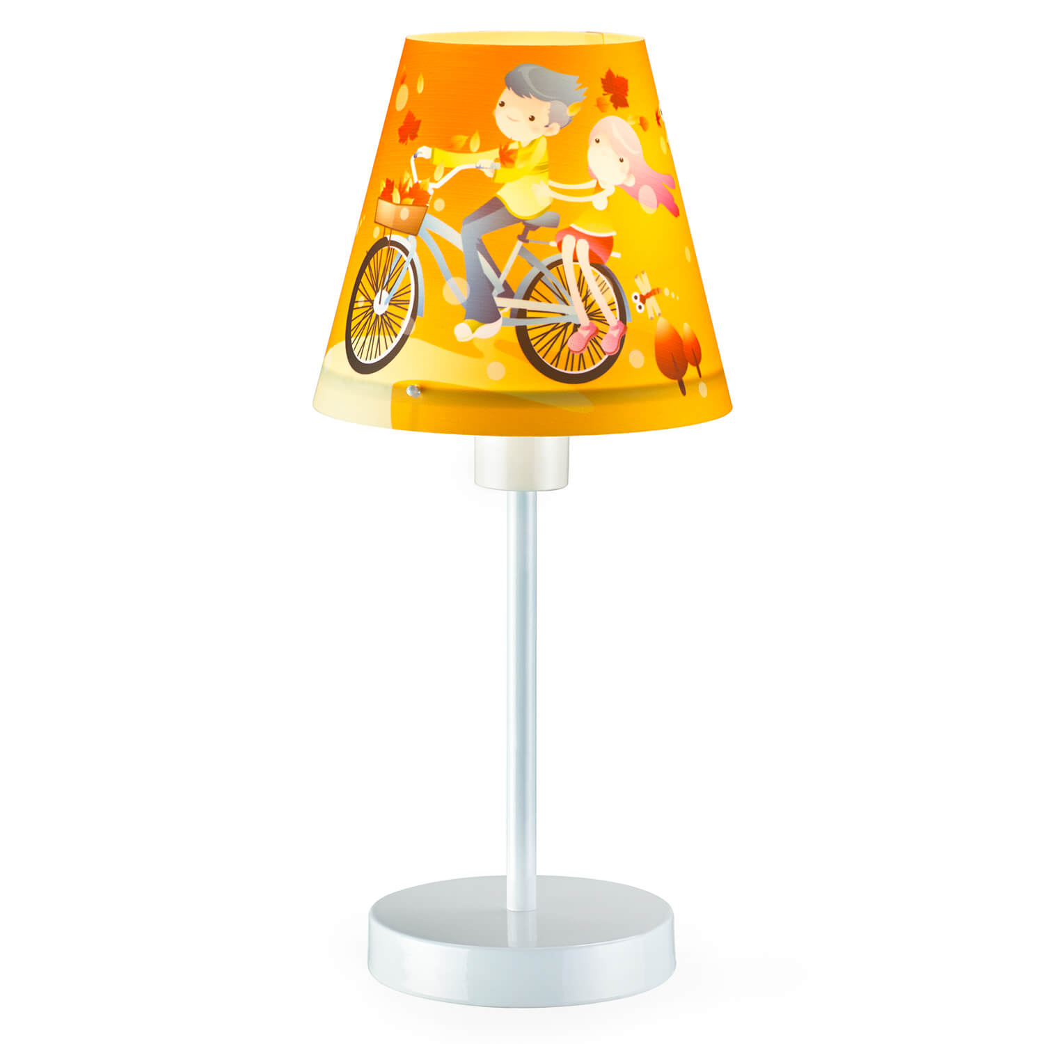 Nachttischlampe Kinder Orange Weiß mit niedlichem Motiv Nachttischlampe Kinder Orange Weiß mit niedlichem Motiv