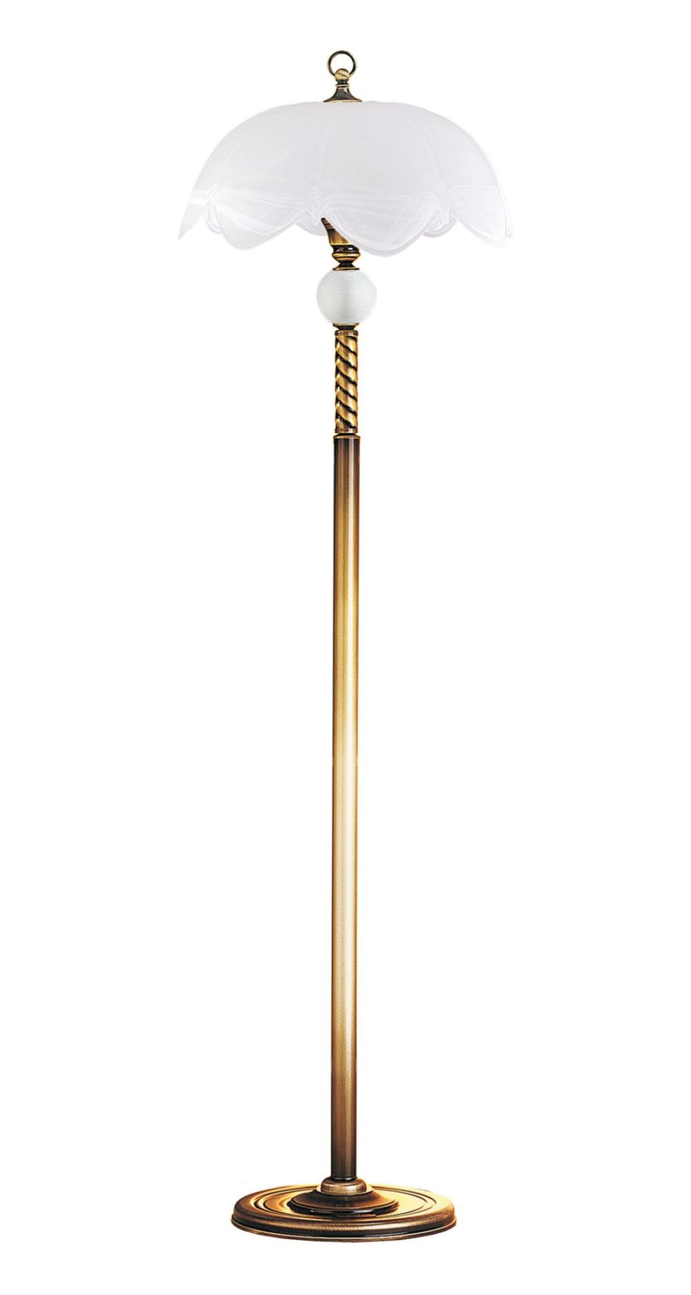 Stehlampe in Messing Weiß 152cm Wohnzimmer Leuchte Stehlampe in Messing Weiß 152cm Wohnzimmer Leuchte