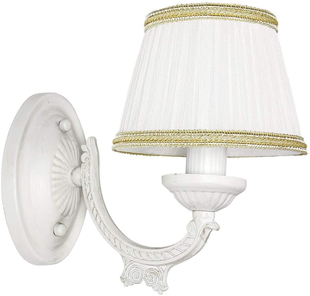 Wandlampe Shabby Weiß Stoff Klassisch E14 SOFIA Wandlampe Shabby Weiß Stoff Klassisch E14 SOFIA