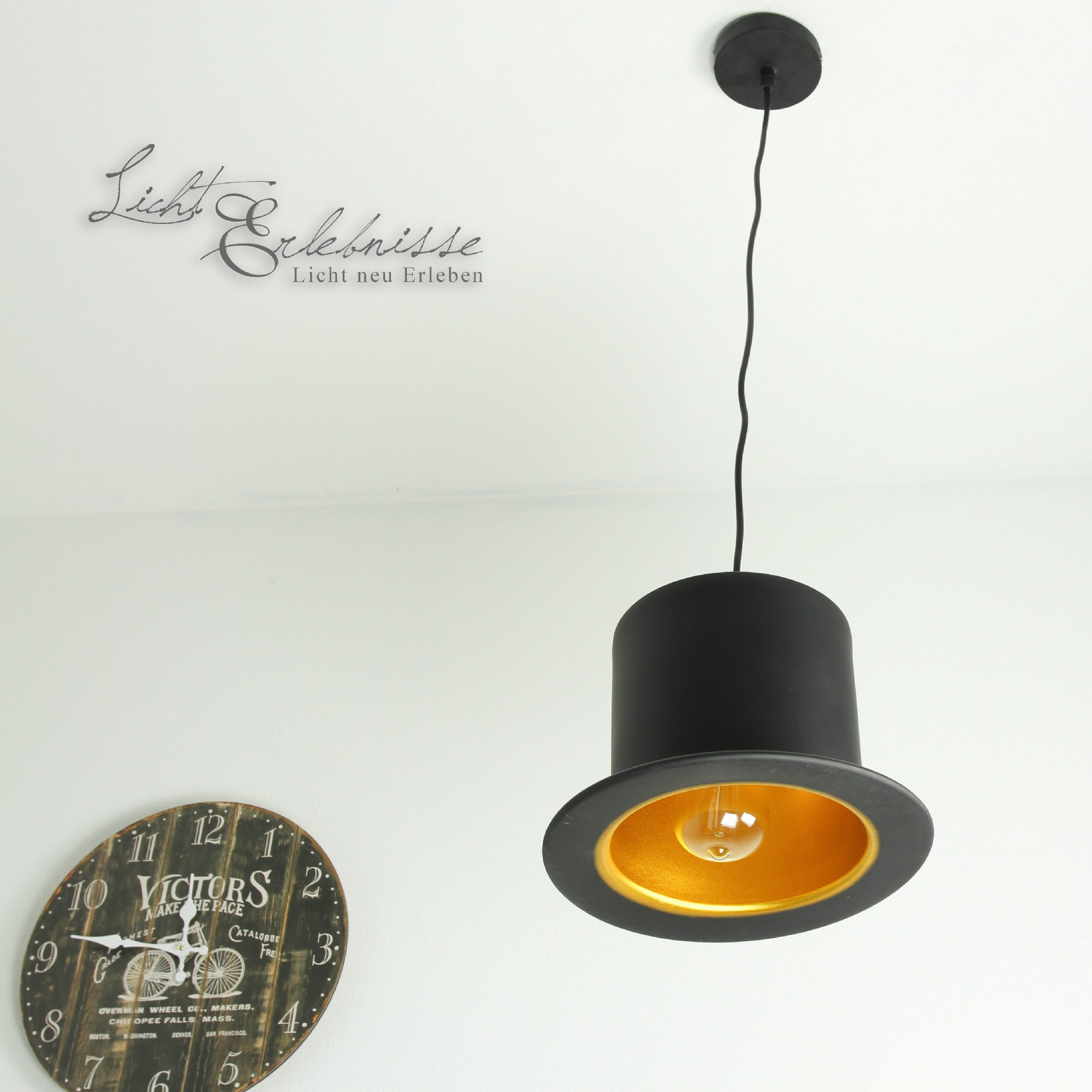 Schwarze Hängelampe Hut Design dekorativ Wohnzimmer Schwarze Hängelampe Hut Design dekorativ Wohnzimmer