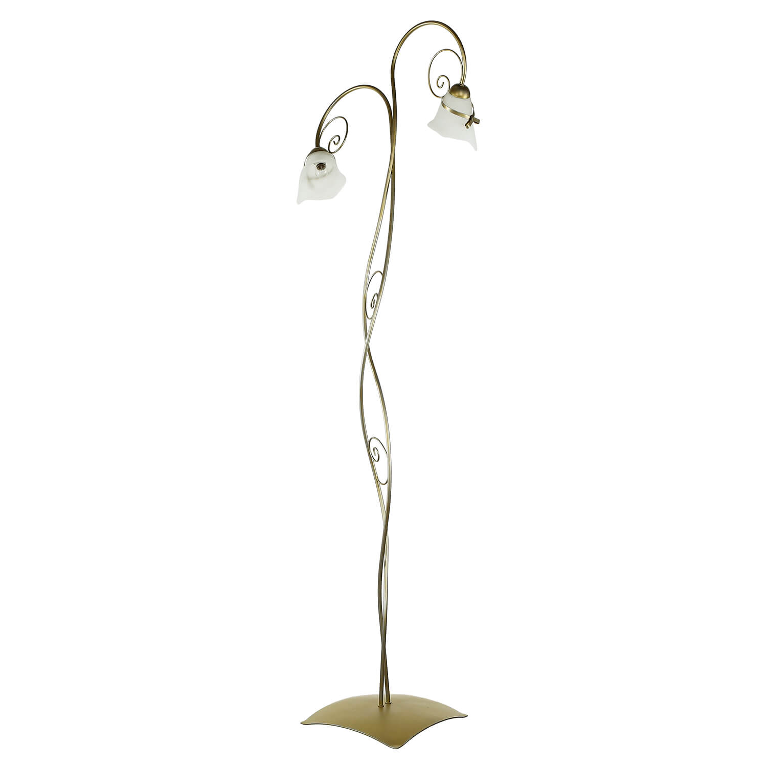 Florale Stehlampe Wohnzimmer in Gold Alabaster Glas Florale Stehlampe Wohnzimmer in Gold Alabaster Glas