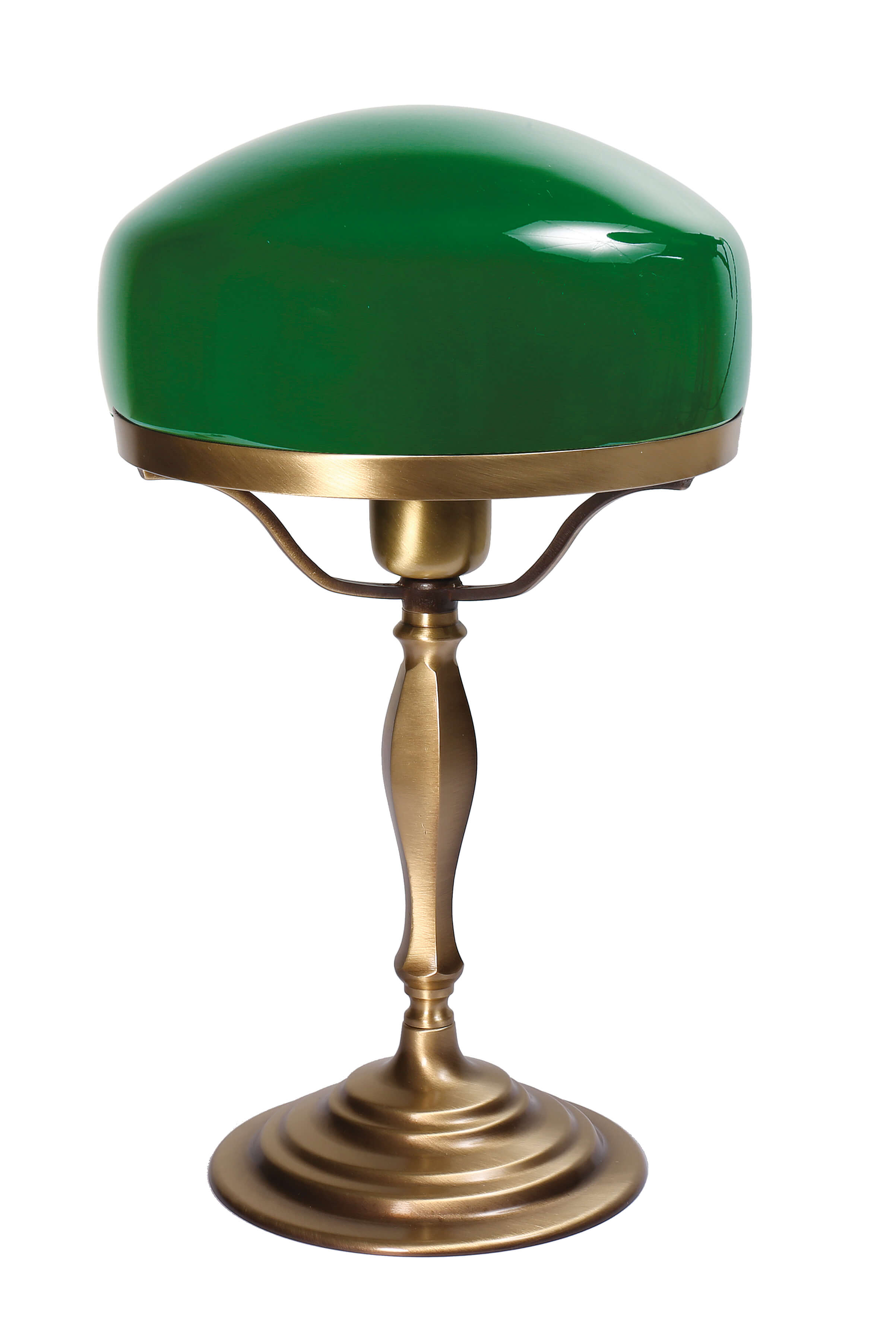 Tischlampe Glasschirm Grün aus Echt-Messing Tischlampe Glasschirm Grün aus Echt-Messing