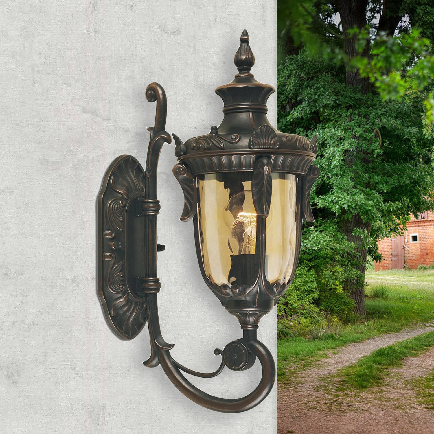 Opulente Wandleuchte AMY Rustikal IP44 außen Hof Opulente Wandleuchte AMY Rustikal IP44 außen Hof