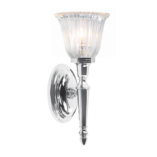 Designer Badleuchte LED aus Messing Glas IP44 in Chrom
