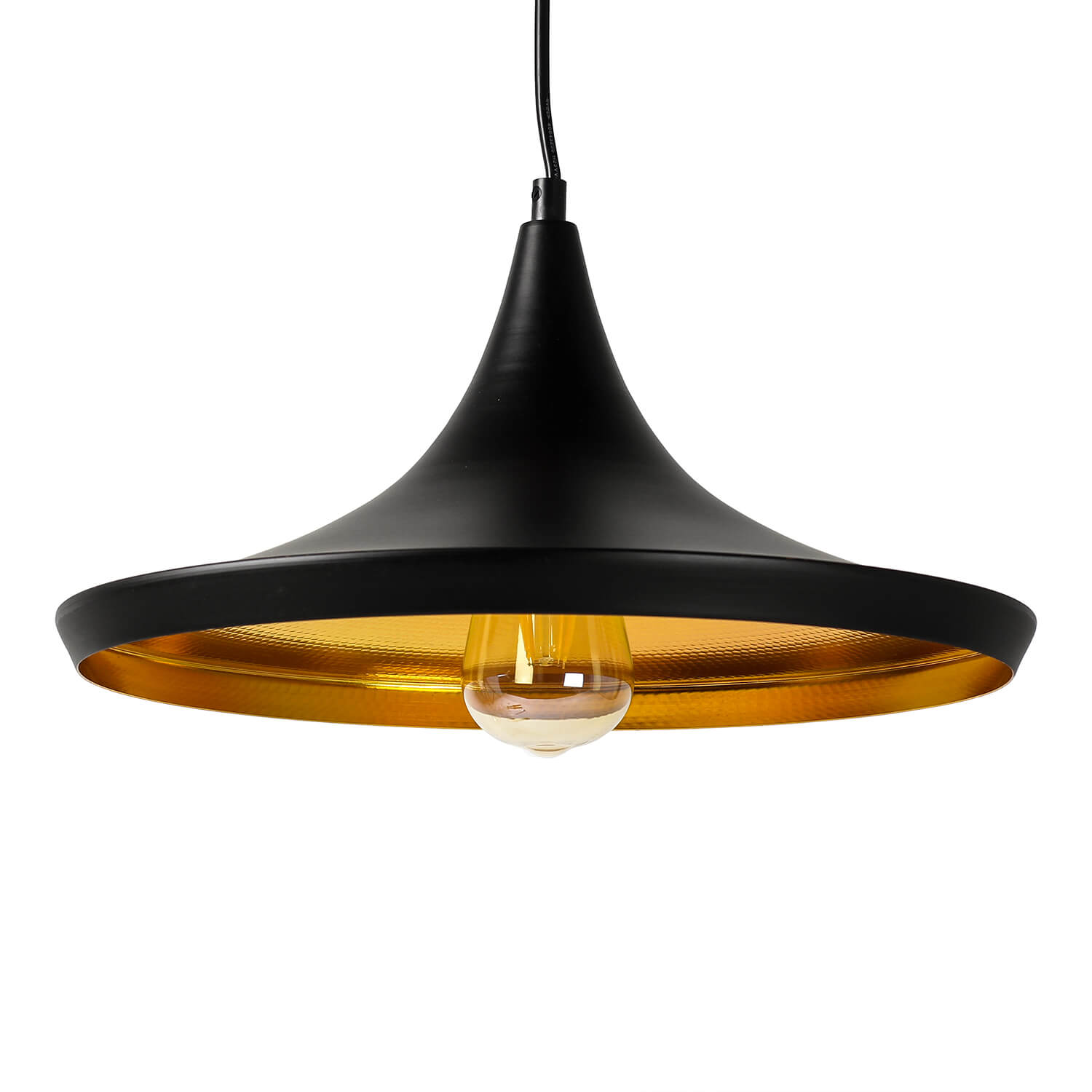 Industrial Hängelampe Metall Schwarz Gold Ø25cm Industrial Hängelampe Metall Schwarz Gold Ø25cm