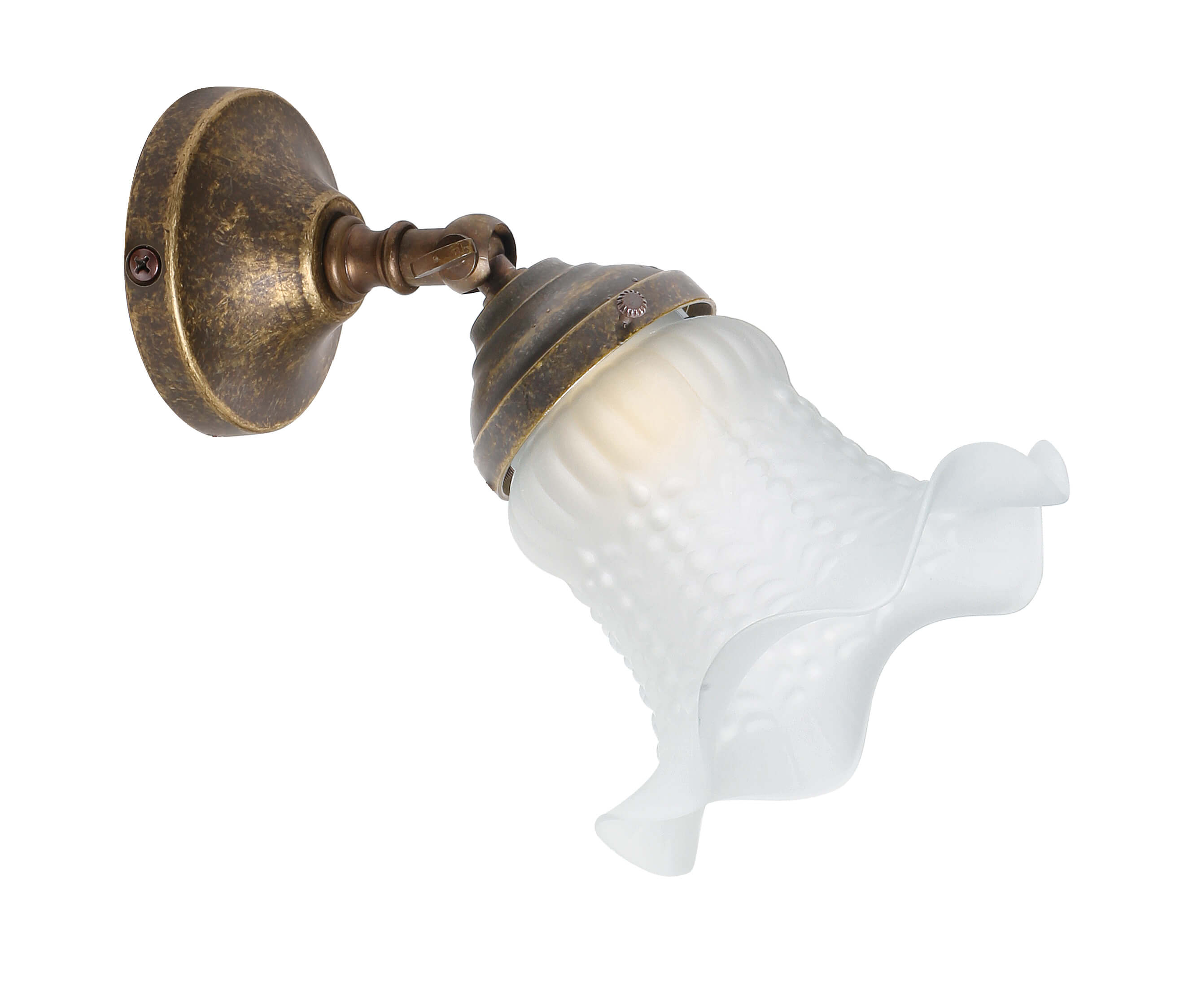 Wandlampe mit Glasschirm Floral aus Echt-Messing Wandlampe mit Glasschirm Floral aus Echt-Messing