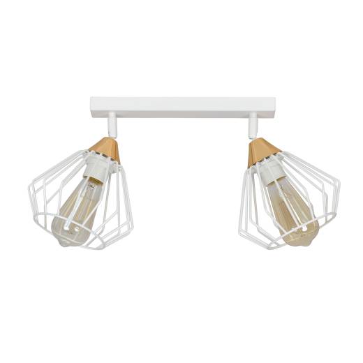 Deckenlampe Draht Käfig Weiß Kupfer 2-flammig E27