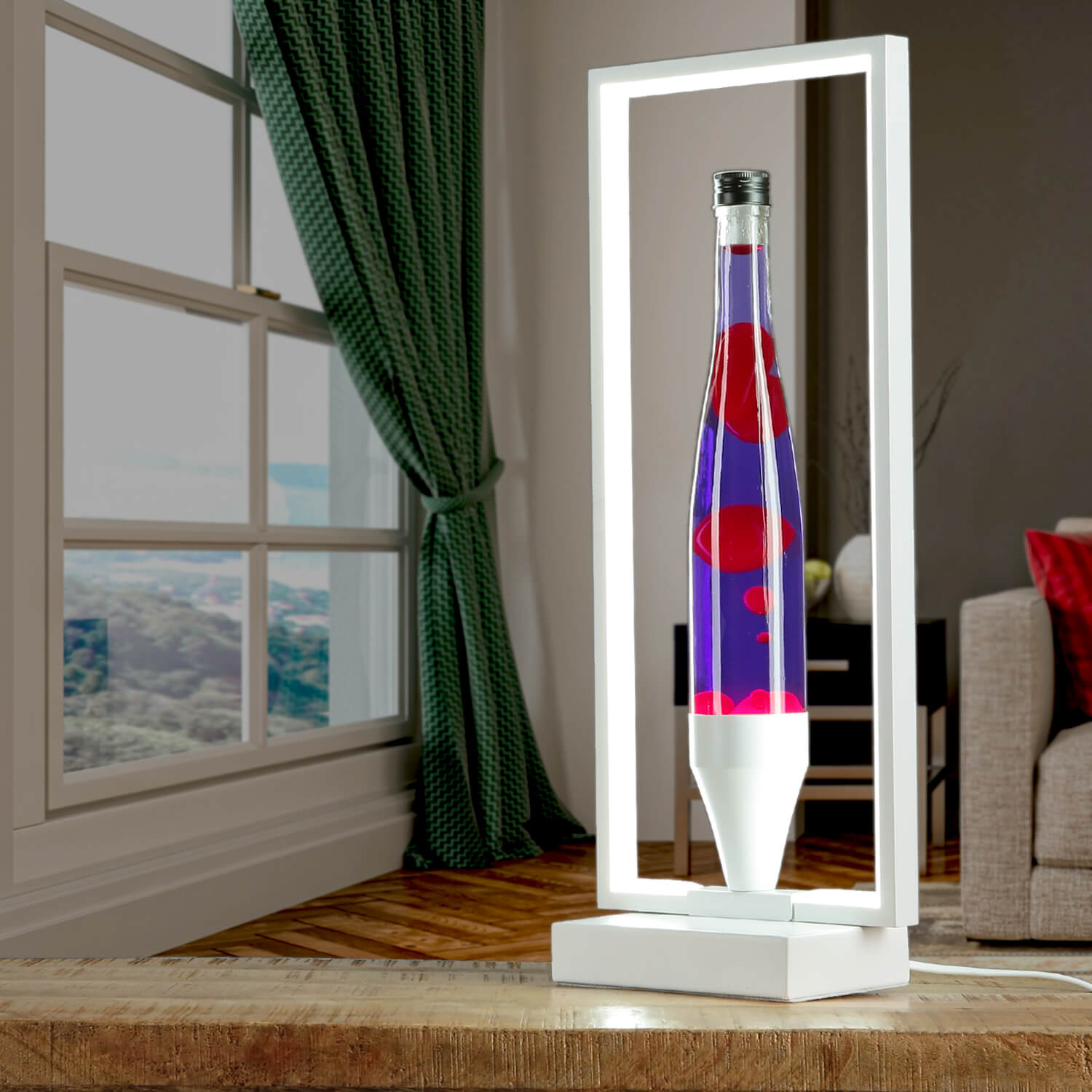 Design Lavalampe Lila Rot Weiß dekorativ LED Rahmen OLI Design Lavalampe Lila Rot Weiß dekorativ LED Rahmen OLI