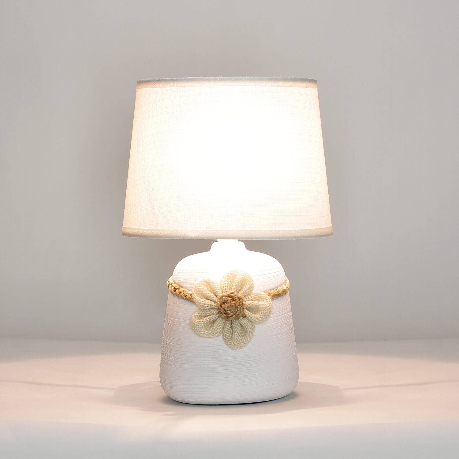 Wohnliche Tischlampe TERY 30cm Keramik Stoff Nachttisch Wohnliche Tischlampe TERY 30cm Keramik Stoff Nachttisch