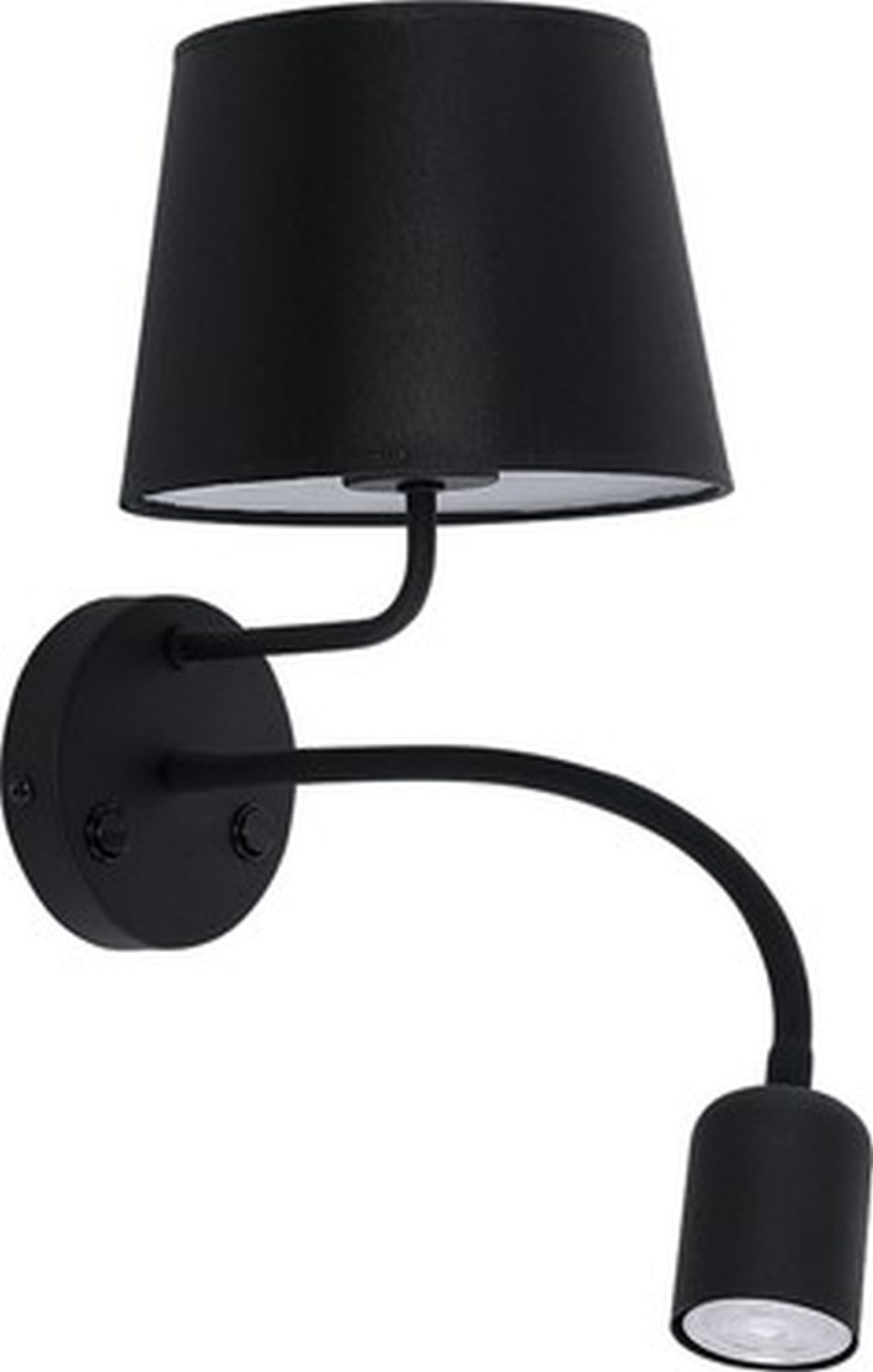 Praktische Wandleuchte Schwarz mit Leselampe GU10 Praktische Wandleuchte Schwarz mit Leselampe GU10