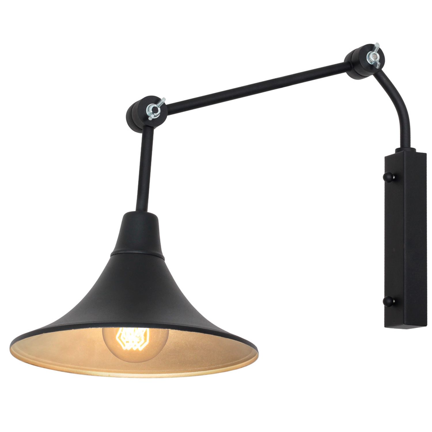 Wandleuchte Leselampe Retro flexibel Schwarz Gold Wandleuchte Leselampe Retro flexibel Schwarz Gold