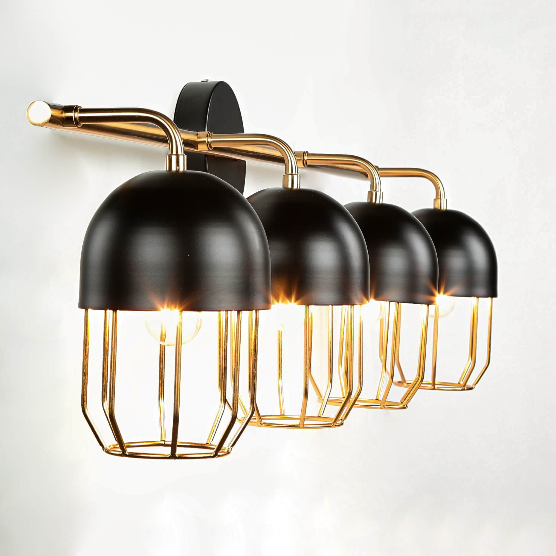 Wandlampe Schwarz Gold groß 4x E14 Metall Loft Design Wandlampe Schwarz Gold groß 4x E14 Metall Loft Design