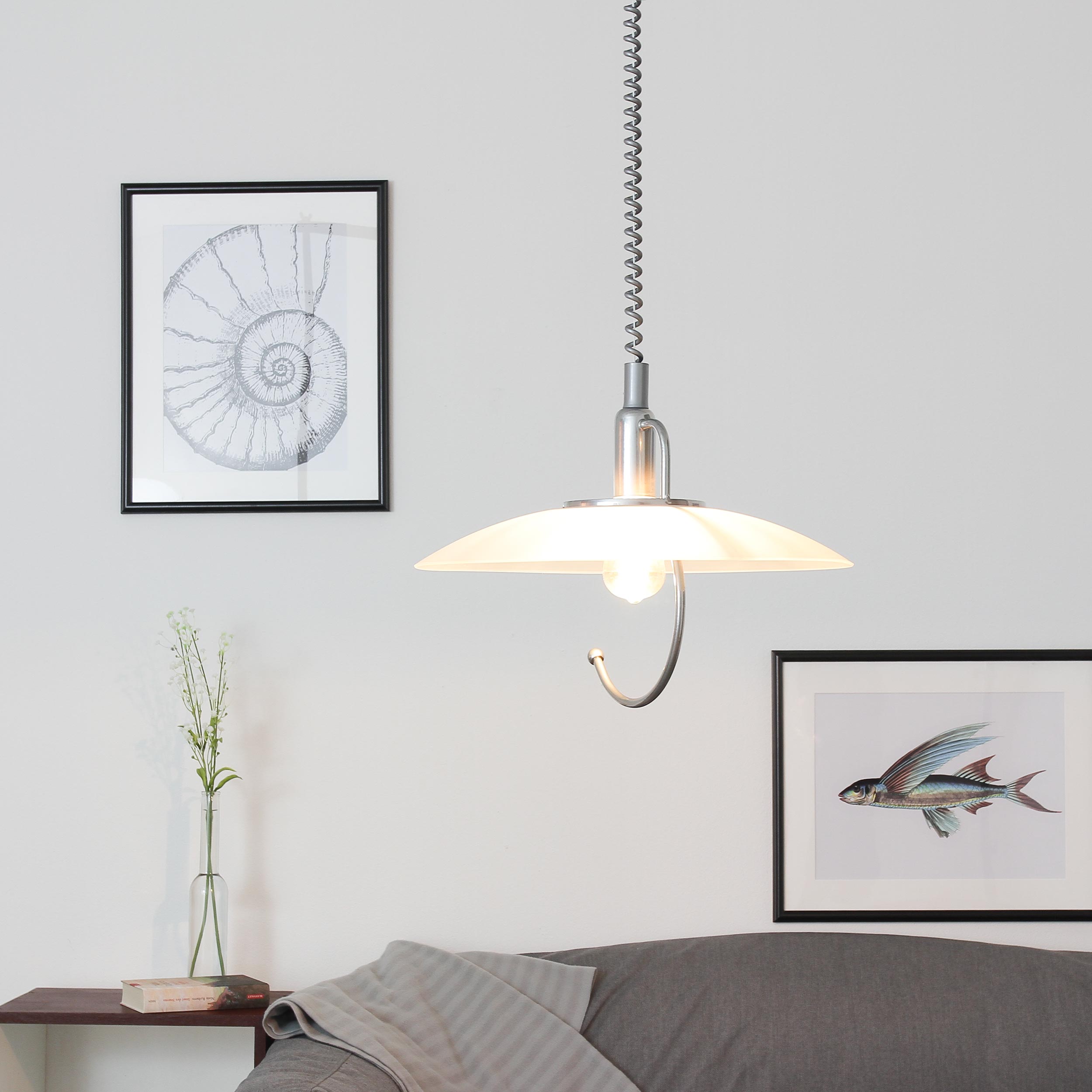Pendelleuchte Glas Weiß Silber Ø46cm E27 SCORPIO Pendelleuchte Glas Weiß Silber Ø46cm E27 SCORPIO