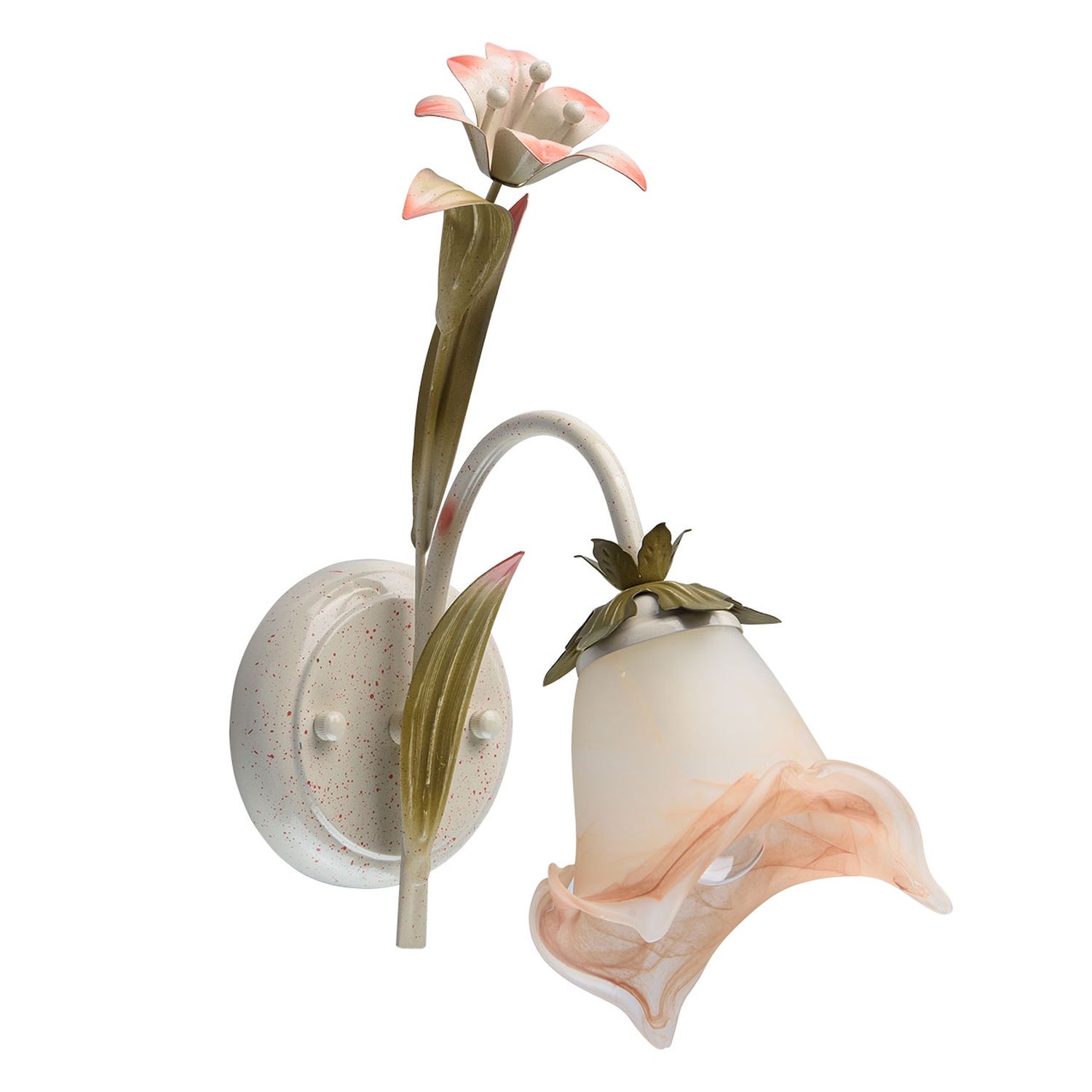 Wandlampe Landhaus Creme Floral Metall Glas Wandlampe Landhaus Creme Floral Metall Glas