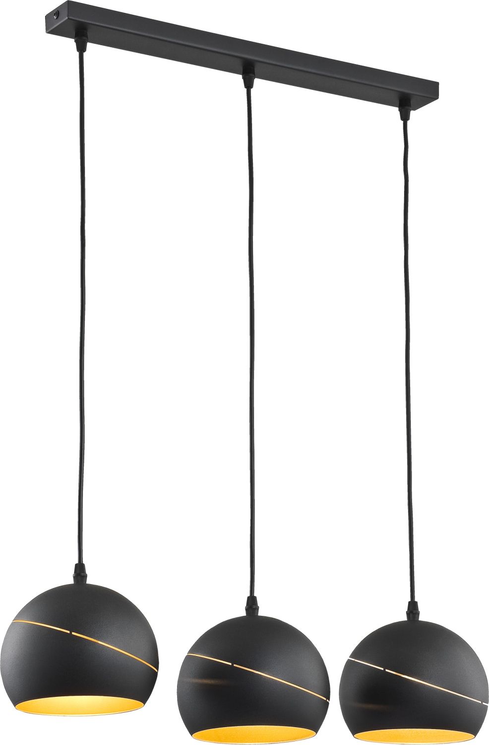 Stilvolle Pendelleuchte Yuri Schwarz Gold 3-flmg Stilvolle Pendelleuchte Yuri Schwarz Gold 3-flmg