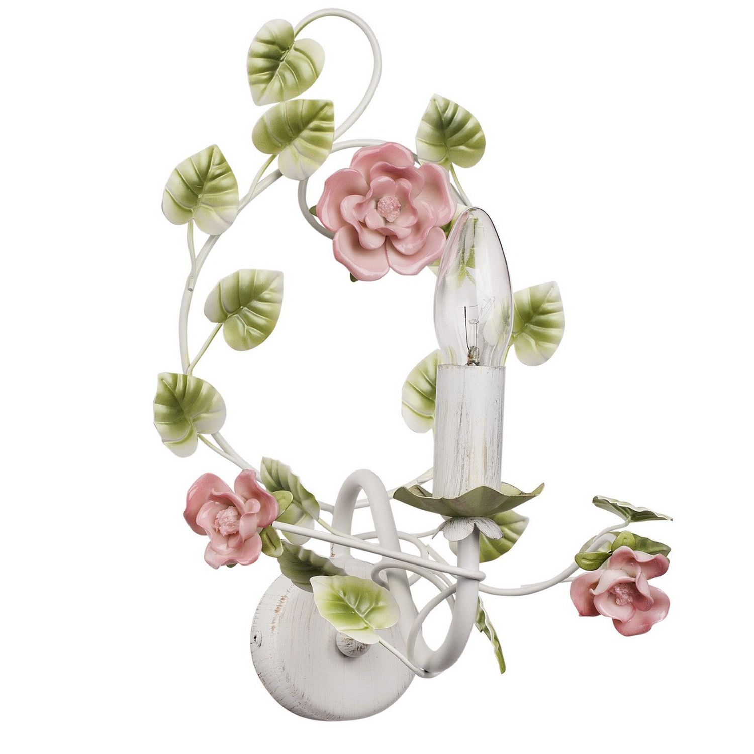 Wandleuchte Shabby Weiß Keramik Blumen POMONA Wandleuchte Shabby Weiß Keramik Blumen POMONA