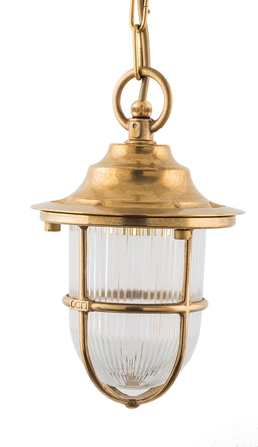 Außen Pendelleuchte Messing Riffelglas IP54 rostfrei Außen Pendelleuchte Messing Riffelglas IP54 rostfrei