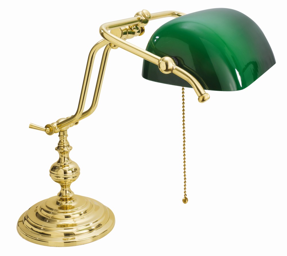 Gebogene Jugendstil Bankerlampe Vergoldet 24 Karat Gebogene Jugendstil Bankerlampe Vergoldet 24 Karat