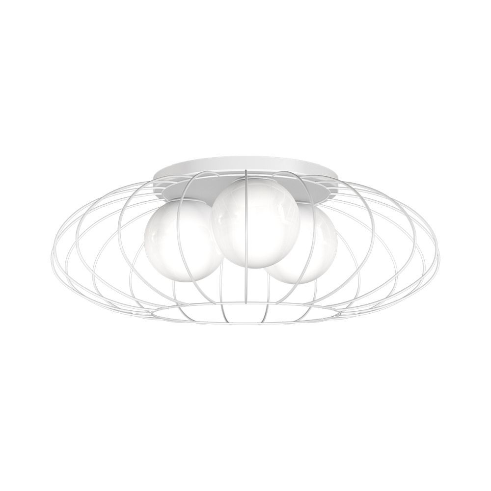 Deckenleuchte Weiß Metall Glas 3x E14 rund Wohnzimmer Deckenleuchte Weiß Metall Glas 3x E14 rund Wohnzimmer