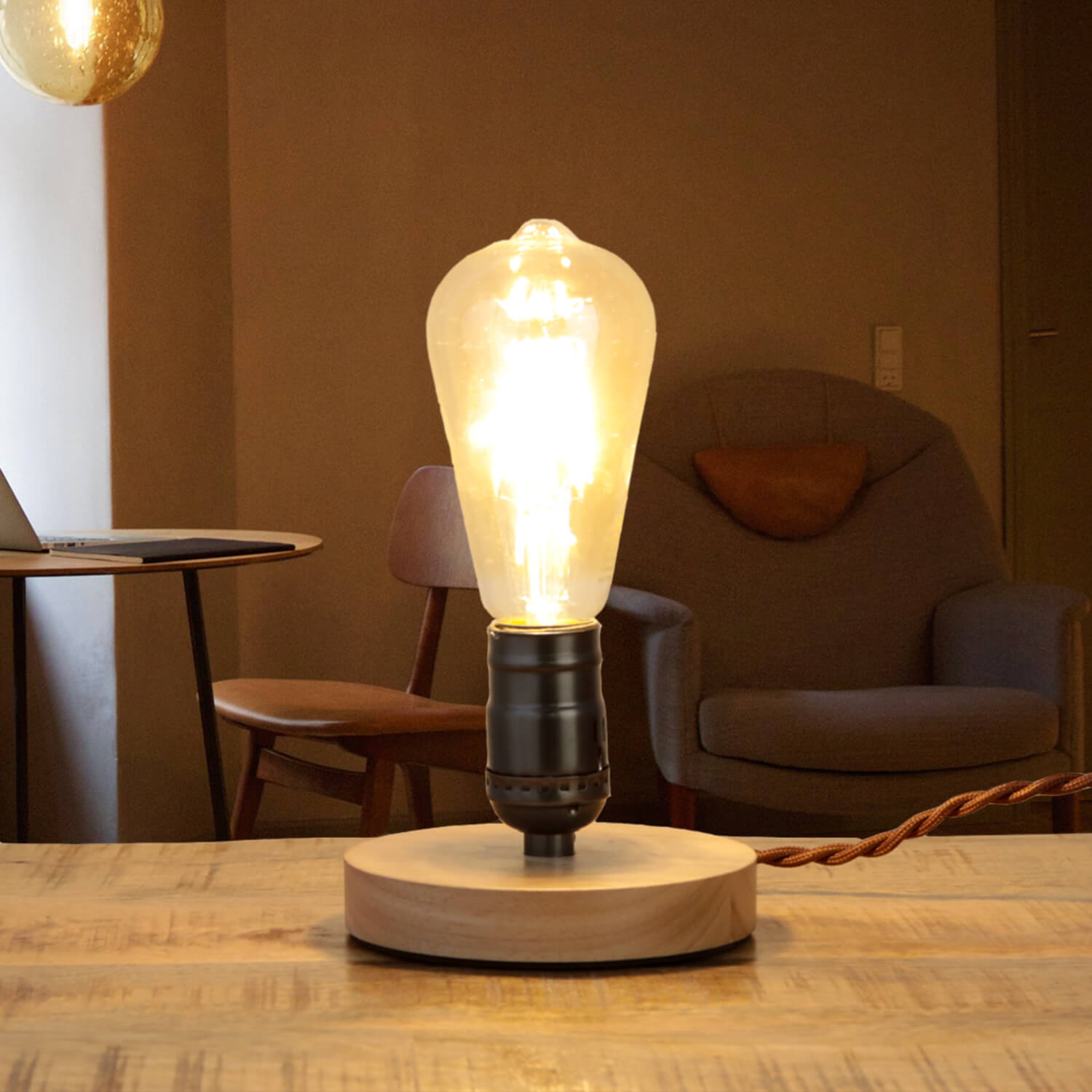 Tischlampe Industrie Design Metall Holz E27 klein Tischlampe Industrie Design Metall Holz E27 klein