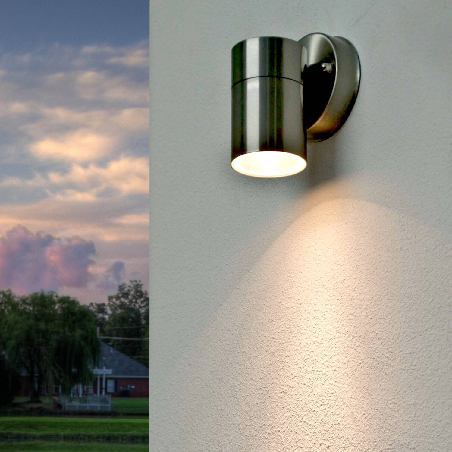 LED Wandleuchte Up Down Lampe  GU10  Bewegungsmelder Edelstahl ohne Leuchtmittel 