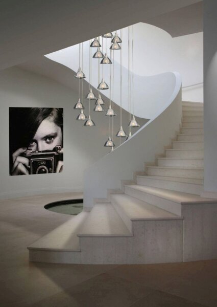 LED Hängelampe mit Glasschirm Modern in Nickel matt