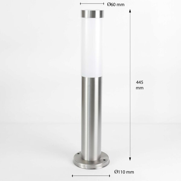 Edelstahl Wegeleuchte Silber Ø6cm H:45cm IP44