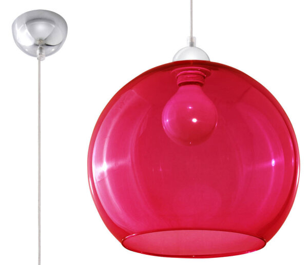 Zeitlose runde Pendelleuchte mit Glasschirm in Rot