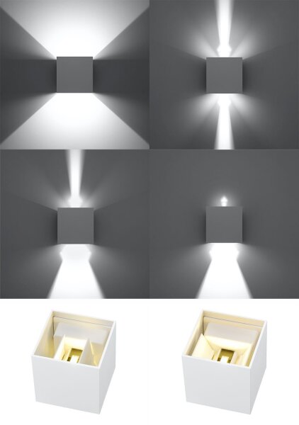 LED Wandlampe JAZZINELLE Weiß quadratisch IP54 Up Down