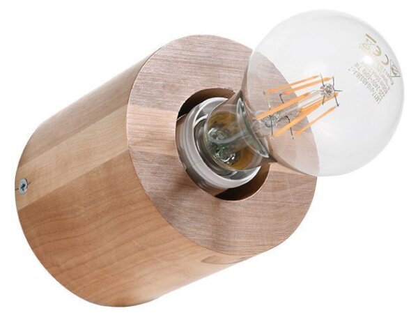 Wohnliche Wandlampe JAZLEAN Holz Ø10cm rund für E27