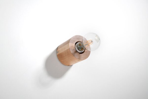 Wohnliche Wandlampe JAZLEAN Holz Ø10cm rund für E27