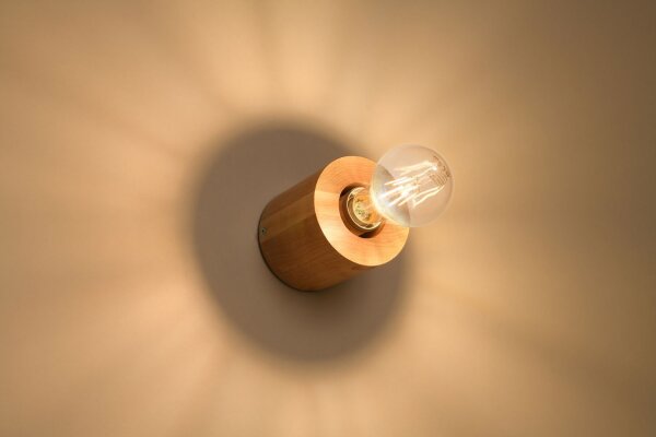 Wohnliche Wandlampe JAZLEAN Holz Ø10cm rund für E27