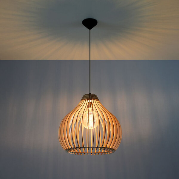 Pendelleuchte Holz rund Ø43cm Modern wohnlich NIGILIA