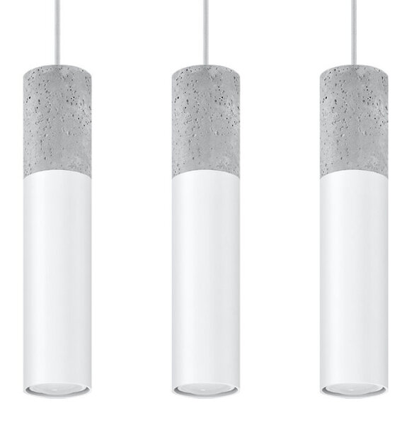 Hängelampe Grau Weiß Beton Metall 3-flmg GU10 JUNIA