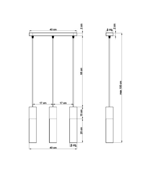 Hängelampe Grau Weiß Beton Metall 3-flmg GU10 JUNIA
