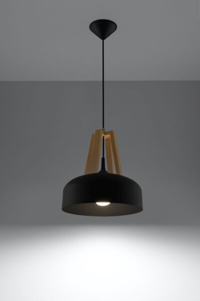 Hängeleuchte MANILIA Ø30cm rund Retro Schwarz E27