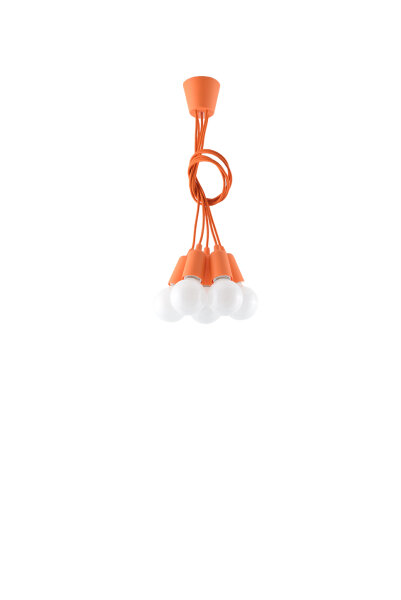 Knallige Pendelleuchte Orange 5-flammig Retro NESSA