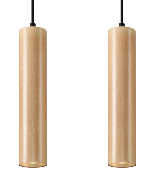 Wohnliche Hängelampe Holz 2x GU10 Modern Esstisch