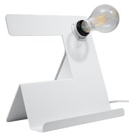 Tischleuchte Wei&szlig; mit Ablage H:24cm Modern stylisch